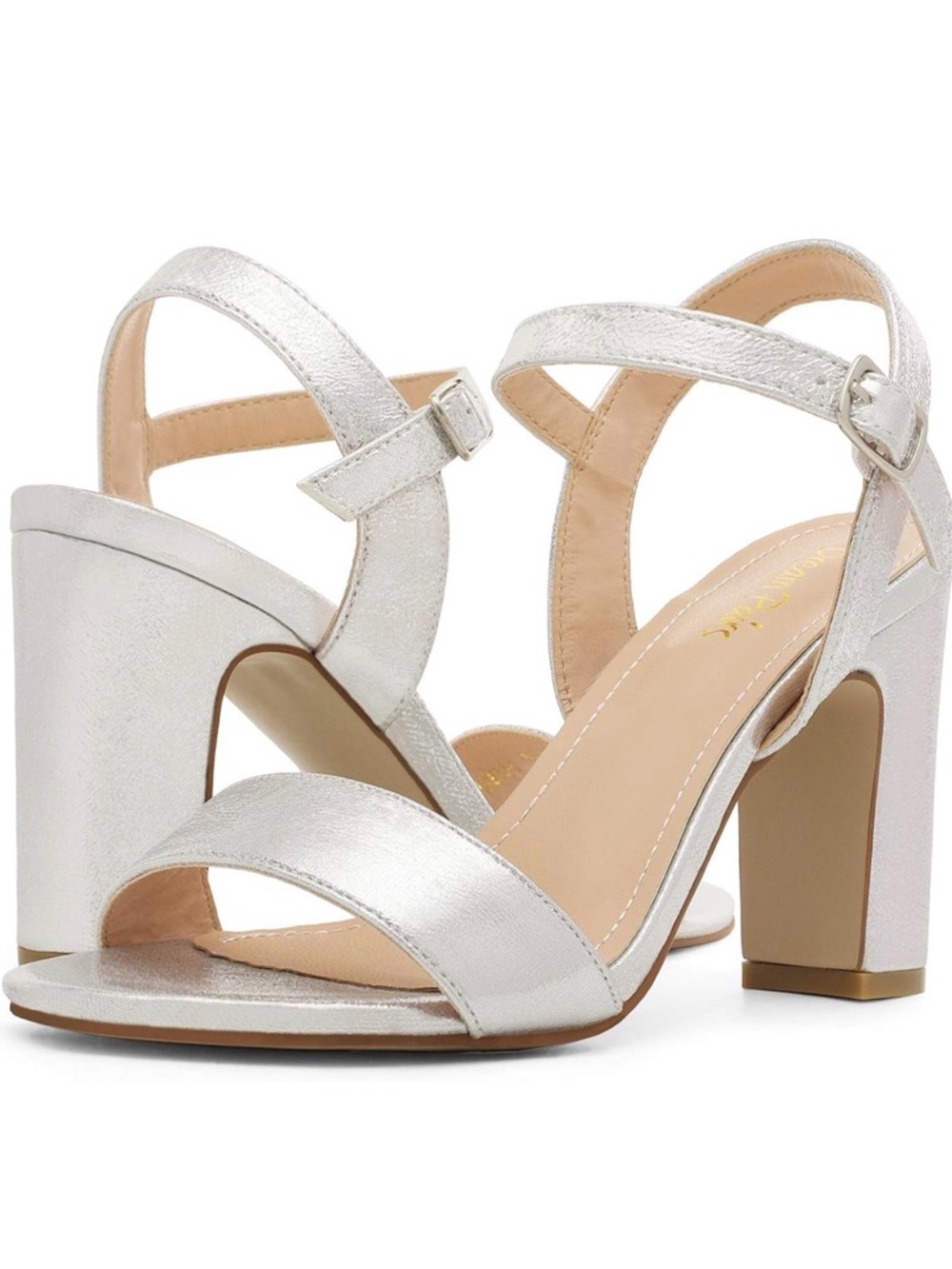 Silver Ankle-Strap Sandals - Metallic Silver Women's Heels dream pairs 6.5